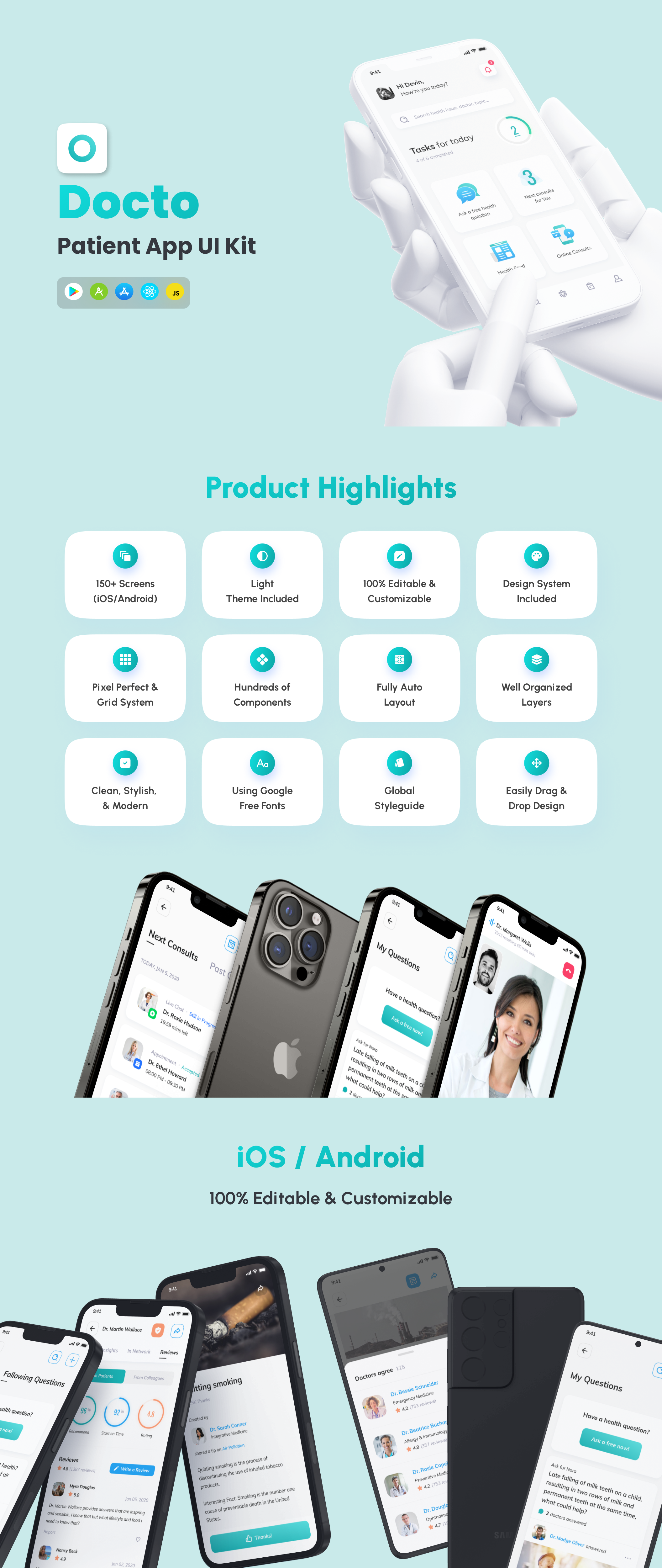 Docto - For Patient App React Native CLI Ui Kit - 1